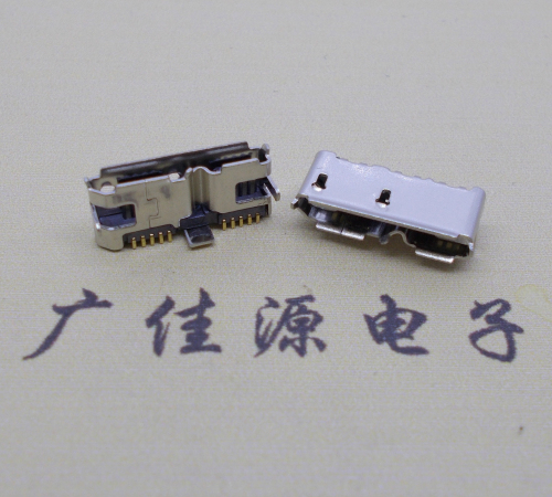 安徽 双接口micro usb3.0母座有卷边10pin三个固定脚插板