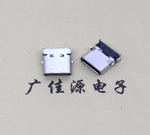 安徽type c24p板上双壳连接器接口 DIP+SMT L=10.0脚长1.6母头